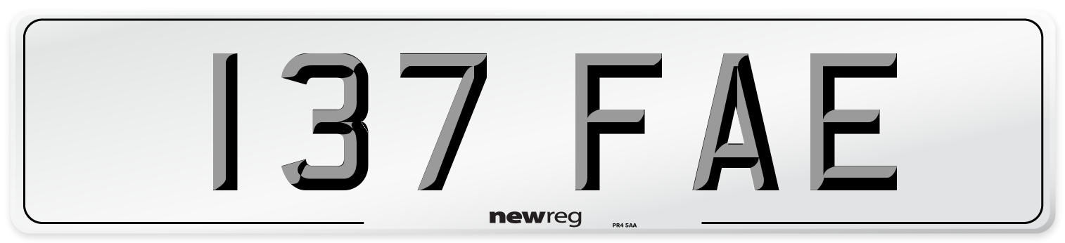 137 FAE Number Plate from New Reg